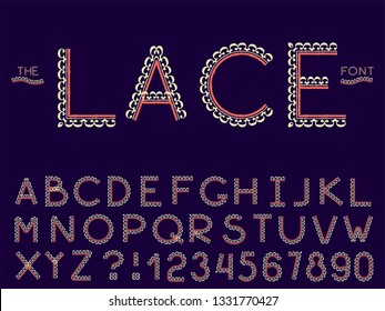 Set of vector modern abstract font and alphabet. Typography lace style beige font set for logo, poster, invitation or clothing design.