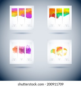 set of vector modern banner with triangles straight water group abstraction background scene technology heap right glass swirl clouds performance fashionable pure site employment blue ripple cloud cle