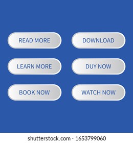 Set of vector modern buttons. Trendy white buttons for web.