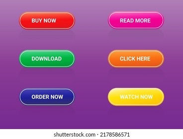 Set of vector modern buttons for website and mobile application.