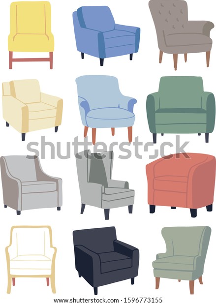 Set Vector Modern Chair Colour By Stock Vector (Royalty Free ...