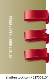 A set of vector modern colorful ribbon tags, red