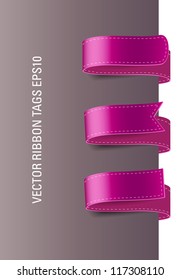 A set of vector modern colorful ribbon tags, purple