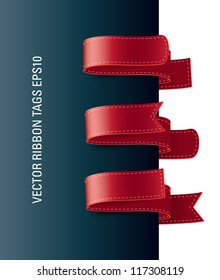 A set of vector modern colorful ribbon tags, red