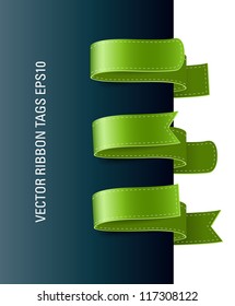 A set of vector modern colorful ribbon tags, green
