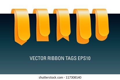 A set of vector modern colorful ribbon tags, two layered yellow
