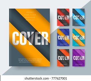 Set of vector modern covers in the style of material design with an abstract background. Templates for business, reports and brochures with diagonal soaring sheets