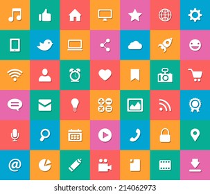 Set of vector modern flat design social media icons