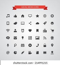 Set of vector modern flat design social media icons