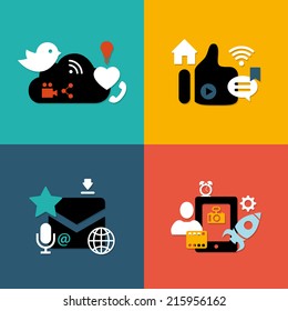 Set of vector modern flat design social media compositions