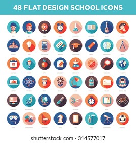 Set Of Vector Modern Flat Design School, College Icons And Infographics Elements
