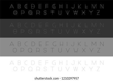 Set of vector modern fonts - minimalistic design. Creative english alphabets, futuristic latin letters 