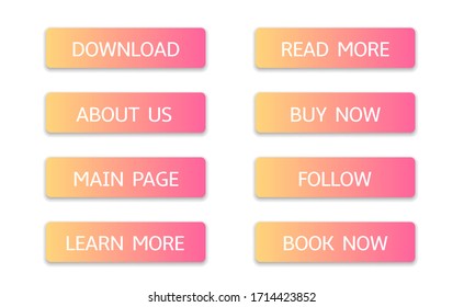 Set of vector modern material style buttons Navigation template for web, mobile app