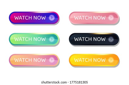 Set Of Vector Modern Material Style Buttons. Different Gradient Colors And Icons.