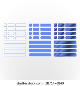 Set of vector modern material style buttons. Icons on rectangular and round  forms.
