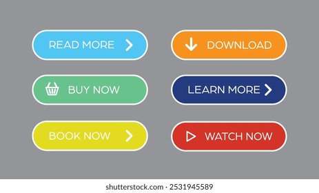 Set of vector modern material style buttons. Menu buttons in an online store with outline stroke