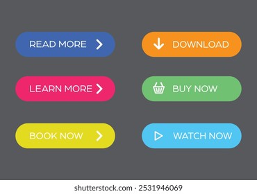 Set of vector modern material style buttons. Menu buttons in an online store