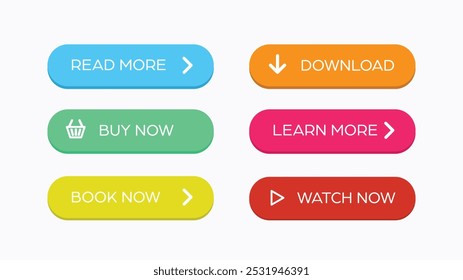 Set of vector modern material style buttons. Menu buttons in an online store 