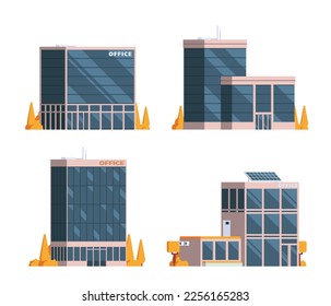 Set of vector modern Office Building with diverse architecture. Elements for city illustration