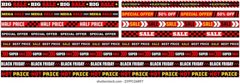 set vector modern Sale Banner. Black Friday tapes. Big sale. Special offer. discount symbol template design vector illustration