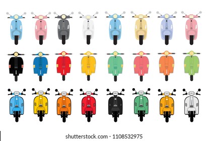 Set of vector modern scooters and colorful style
