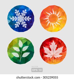 set of vector modern season colored icons