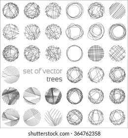 Set Of Vector Modern Treetop Symbols. For Architecture And Landscape