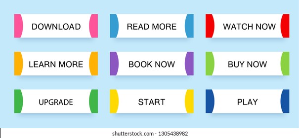 Set vector modern trendy buttons. Bright Colored buttons for websites and banners. Flat style.