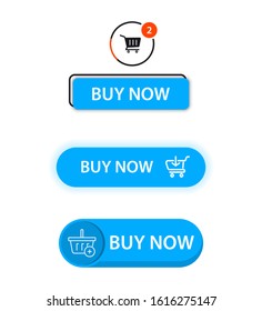 Set of vector modern trendy flat buttons. Add to Cart. Shop now button for a site. Modern ui buy now for online store, Ecommerce interface elements.  Shopping cart