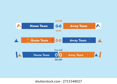 Set of vector modern TV banner for sports broadcasting in orange and blue colors