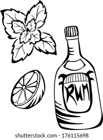 Set vector for mojito in tattoo style