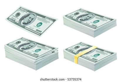 set of vector money - dollar isolated on the white background