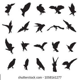 Set Vector Monochrome Cut Out Flying Stock Vector (Royalty Free) 1058161277