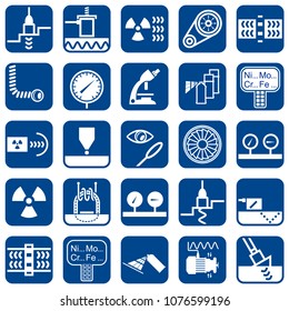 Set Of Vector Monochrome Flat Design Icons Of Nondestructive Testing Methods And Techniques