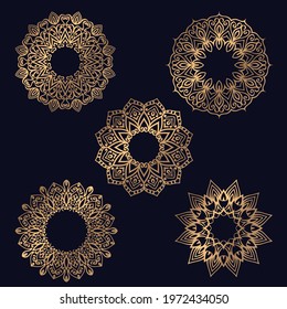 Set of Vector Monochrome Mandalas. Round Abstract Mandalas Objects Isolated. Ethnic Decorative Geometric circle Element