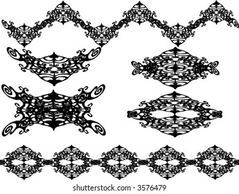 set of vector motif graphic tattoo style illustrations