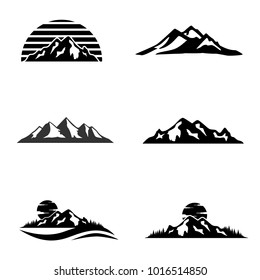 Set of vector mountain and outdoor adventures logo. Tourism, hiking and camping labels. Mountains and travel icons