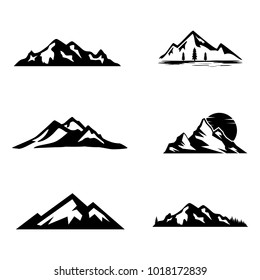 Set Of Vector Mountain And Outdoor Adventures Logo. Tourism, Hiking And Camping Labels. Mountains And Travel Icons