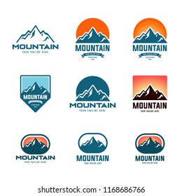 Set of vector mountain and outdoor adventures logo. EPS 10