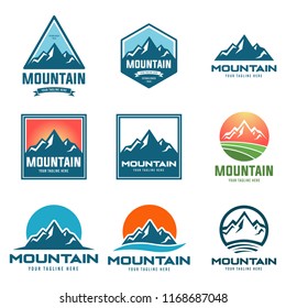 Set Vector Mountain Outdoor Adventures Logo Stock Vector (Royalty Free ...