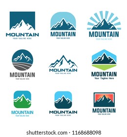 Set of vector mountain and outdoor adventures logo. EPS 10