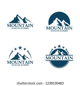 Set of vector mountain and outdoor adventures logo. Tourism, hiking and camping labels. travel icons for tourism organizations, outdoor events and camping leisure logo design