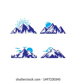 Set of vector mountain and outdoor adventures