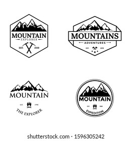 Set of vector mountain and outdoor adventures logo