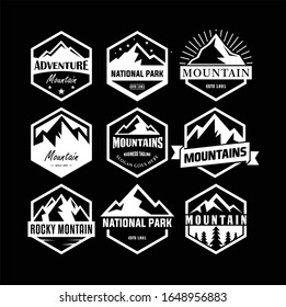 Set of vector mountain and outdoor adventures logo