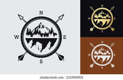 Set of vector mountain and outdoor adventures logo designs, vintage style 