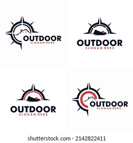 Set of vector mountain and outdoor adventures logo