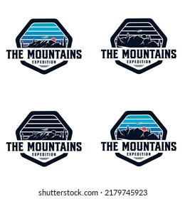 Set of vector mountain and outdoor adventures logo