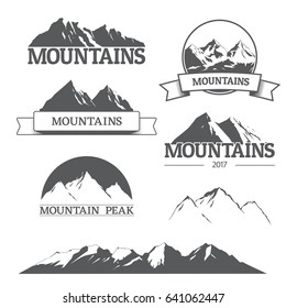 Set of vector mountain and outdoor logo templates. Mountain design elements