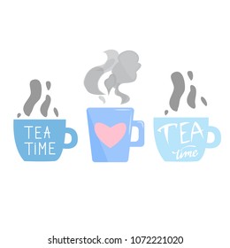 A set of vector mugs. Tea time.Eps10.